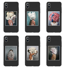 Art Flower Painting Case For iPhone X 6 6S 7 8 Plus Soft TPU Silicone Floral Cover For iPhone XR XS Max Sexy Girl Pattern Coque