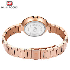 MINIFOCUS Women's Watches Brand Luxury 2019 Fashion Ladies Watch Women Waterproof Rose Gold Quartz Watch Stainless Steel Blue