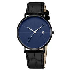 DISU Men Watches Leather Blue Ray Glass Quartz Analog With Calen wristwatch mens unique watch for men relogios masculino