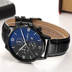 DISU Men Watches Leather Military Alloy Analog Date Quartz Business watch man unique watch for men relogios masculino