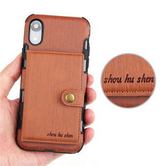 Leather Wallet Case For iPhone XS Max 6 6s 7 8 Plus Plain Business Cases For Samsung Note 8 S8 S9 Plus With Card Pocket Cover