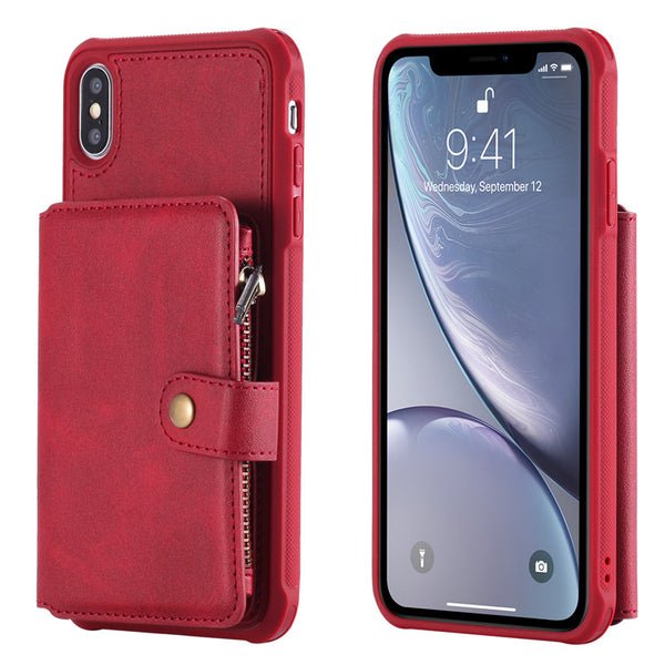 Leather Flip For Iphone 8 7 6 6s Plus Cover Zipper Multifunction Wallet Case For iPhone X XS XR XS Max Shockproof Silicone Cover