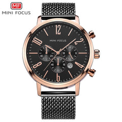 MINI FOCUS Fashion Sport Watches For Men Watch Waterproof Silver Stainless Steel Men's Wrist Watches Quartz Watches Luxury Brand