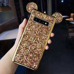 Glitter Powder Sequins Mouse Ear Cases For Samsung Galaxy S9 S10 Plus S10 S10e Electroplated Soft Silicone Shockproof Cover Case