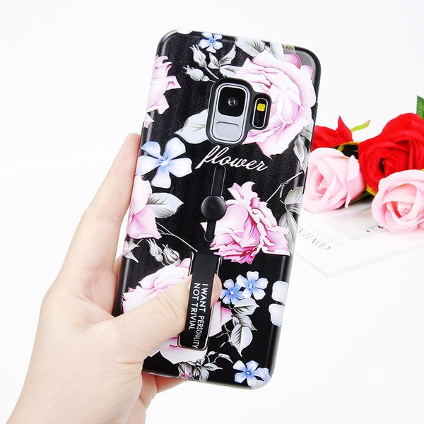 TIKITAKA Summer Fruit Pineapple Phone Case For iphone X 6 6s 7 8 6 6s 7 8 Plus Cactus Hide Ring Stand Holder Cover Coque