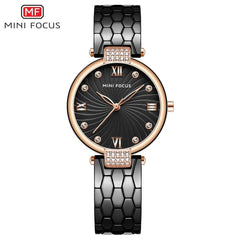 MINIFOCUS Snake Skin Texture Stainless Steel Watch Bands Fashion Designer Brand Luxury Women Watches Quartz Gold Women's Watch