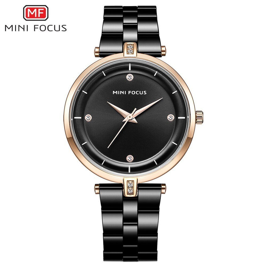 MINIFOCUS Rhinestone Watches Women Fashion Watch 2019 Luxury Brand Quartz Watch Women Stainless Steel Diamond Ladies Wrist Watch
