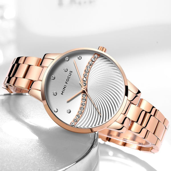 MINIFOCUS Watches Women Fashion Watch 2019 Waterproof Stainless Steel Lady Watch For Woman Clock Casual Dress Ladies Gold Watch