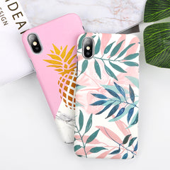 Ultra Thin Leaf Case For iPhone 8 7 6 6S Plus 5 s SE Fitted Cases Green Leaves Phone Cases Hard PC Cover For iphone X Shell Capa