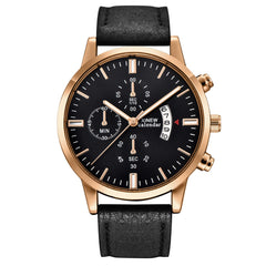 Men's Wristwatch Sport Stainless Steel Case Leather Band Quartz Analog Watch Man relojes hombre 2019 erkek kol saati