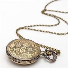 Vintage Bronze Steampunk Pocket Watch Roman Numerals Quartz Necklace Pocket  Watches Chain Men Women Clock Relogio De Bolso@50