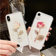 Vintage Gold Foil Rose Flower Phone Case For iPhone X XS XR XS Max Transparent Soft Silicone Cases for iphone 6 6s 7 8 plus Gift