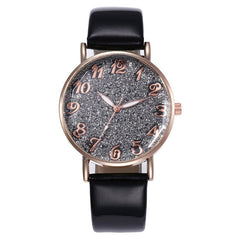 Best Selling  Women Watches Roman Numeral Starry Sky Dial Ladies Quartz Wristwatch Fashion Leather Strap Clock Reloj Mujer@50