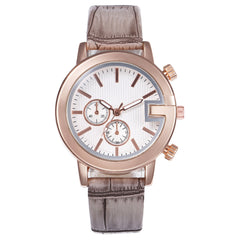 Business  Women Watches False Binocular Dial Ladies Quartz Wristwatch Solid Color Leather Strap  Meeting Clock Montre Femme@50