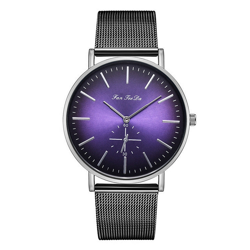 FanTeeDa Men Wristwatch Fashion Luxury Mesh Belt Double Eye Dial Analog Quartz Watch Man Watches Mens 2019 relojes para hombre