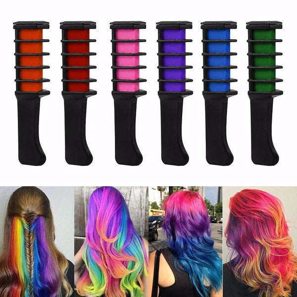 1Pc 6 Color Temporary Hair Chalk Color Comb Dye Disposable Cosplay Party Hair Styling Dyeing Pigment Comb Tool Easy to use TSLM2
