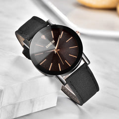 DISU Men Women Ladies Wrist Watch Leather Strap Line Analog Quartz watch man watches mens 2019 relogio masculino