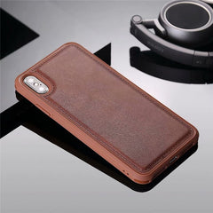 Ultra Thin PU Leather Magnetic Car Phone Case for iPhone XS Max XR X 6 6s 7 8 Plus Soft Silicone Shockproof Anti-fall Cover