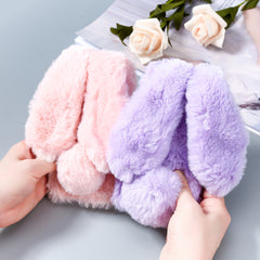 TIKIITAKA Plush Warm Phone Case for iPhone XS Max XR X Case 3D Rabbit Ears Furry fluffy Fur Cover for iPhone 6 6S 7 8 Plus Cases