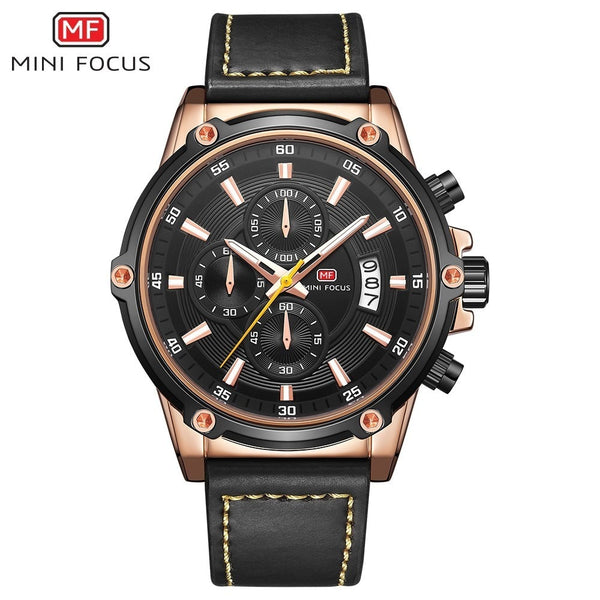 MINI FOCUS Quartz Watch Men Sports Watches Men Luxury Brand Fashion Leather Men's Wrist Watches Waterproof  Relogio Masculino