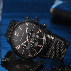 MINI FOCUS Fashion Sport Watches For Men Watch Waterproof Silver Stainless Steel Men's Wrist Watches Quartz Watches Luxury Brand