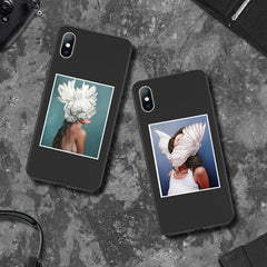 Art Flower Painting Case For iPhone X 6 6S 7 8 Plus Soft TPU Silicone Floral Cover For iPhone XR XS Max Sexy Girl Pattern Coque