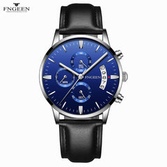 FNGEEN Man Watch Luxury Casual Quartz Waterproof Calendar Leather Belt Watches Mens 2019 Men Wristwatch Clock horloges mannen