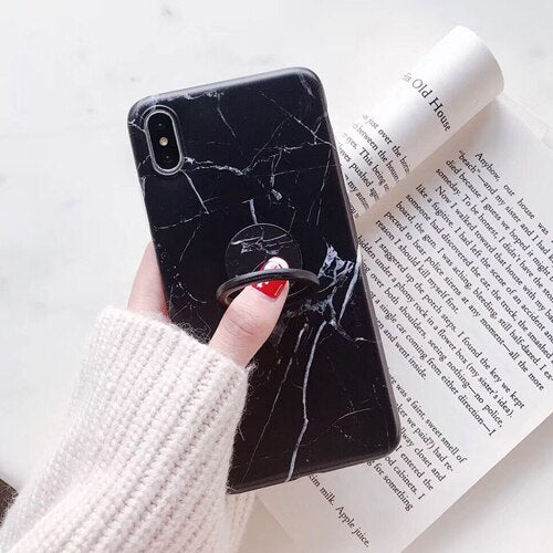 Phone Case For iPhone 6 6S 7 8 Plus X XS MAX XR Fashion Marble Teenage Style Soft IMD Graphic Phone Case Cover Shells Bag