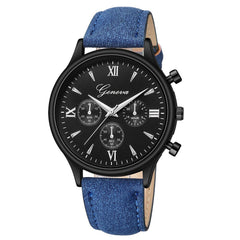 Geneva Men Watches Luxury Faux Leather Blue Ray Glass Quartz Analog watch man watches mens 2019 relogios masculino
