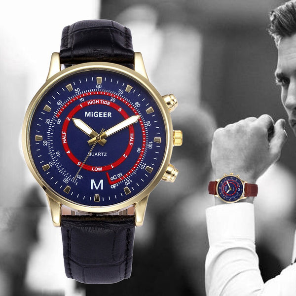 Men Watch Business Leather Strap Sports Fashion Simulated Quartz Watch Man new arrival in men wrist watches relogios masculinos