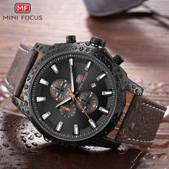 MINI FOCUS Fashion Chronograph Men Watch Sport Waterproof Men's Watches Quartz Watches Man Clock Wristwatch Luxury Brand Leather