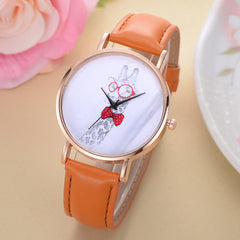 Women Watches Exquisite Cute Deer Pattern Dial Ladies Casual Quartz Wristwatch Simple Leather Strap Clock Dress Reloj Mujer @50