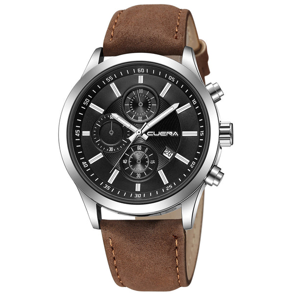 DISU Men Wrist Watch Leather Band Quartz Analog watch man watches mens 2019 relogio masculino