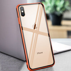 Transparent Glass Case For iPhone 8 Plus 7 6 6s XS Max XR X Colorful Case Ultra Thin Soft Edge Shockproof Cover Coque