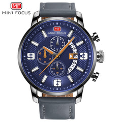 MINI FOCUS Sports Watch For Men Luxury Casual Chronograph Watches Quartz Men's Watch Genuine Leather Top Brand Luxury Military