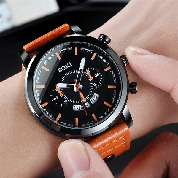 Men's Wrist Watch Leather Military Casual Analog Quartz Date Business Watch Man Watches Mens 2019 relogios masculinos