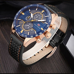 MINIFOCUS Men's Watches Quartz Watches Men Luxury Brand Waterproof Sport Wristwatch Mens Leather Strap Military Watch Male Clock