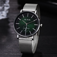 FanTeeDa Men Wristwatch Fashion Luxury Mesh Belt Double Eye Dial Analog Quartz Watch Man Watches Mens 2019 relojes para hombre