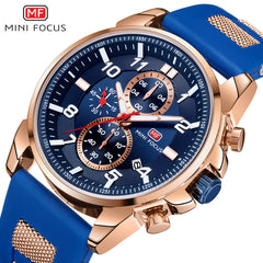 MINI FOCUS Gold Fashion Sports Watch Men Luxury Brand Analog Men's Watches Quartz Watches Man Clock Chronograph Silicone Strap