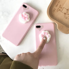 3D Cartoon Cute Squishy Cat Claw Case for iPhone 6 6S 7 Plus Fundas Funny Pressure Release Soft Squishi Squeeze Cats Phone Cases