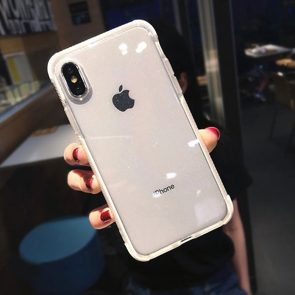 Glitter Powder Transparent Phone Case For iPhone 11Pro Max X XR XS Max 8 7 Plus 6 6S Plus Soft TPU Shockproof Shining Back Cover