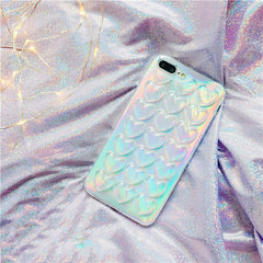 Fashion Gradient Laser Case For iPhone 6 Plus Case Colorful Soft Love Heart Mobile Phone Bag For iPhone 6 6s Plus With Lanyard