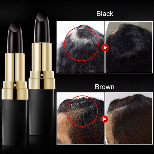 New Portable Lipstick Design Hair Dye One-Time White Hair Women Hairline Black/Brown Color Dyeing Pen Stick Chalk Tools TSLM1
