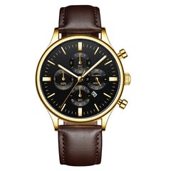 Men's Watch Fashion Sport Stainless Steel Case Leather Band Quartz Analog Wrist Watch Man Reloj Hombre 2019 relogios masculinos
