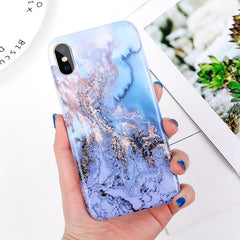 Marble Texture Rock Stone phone Case For iphone X 6 6S 7 8 Plus Colorful Art Blue Pattern Soft IMD Cover Cases Shell