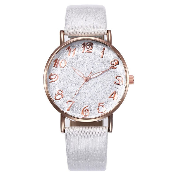 Best Selling  Women Watches Roman Numeral Starry Sky Dial Ladies Quartz Wristwatch Fashion Leather Strap Clock Reloj Mujer@50
