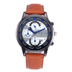 DISU Men Wrist Watch Design Leather Retro Design Leather Band Analog Alloy Quartz watch man watches mens 2019 relogios masculino