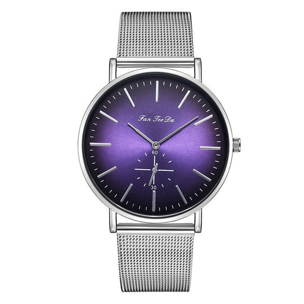 FanTeeDa Men Wristwatch Fashion Luxury Mesh Belt Double Eye Dial Analog Quartz Watch Man Watches Mens 2019 relojes para hombre