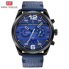 MINIFOCUS Man Watch 2019 Leather Military Men's Watch For Men Luxury Casual Mens Watches Quartz Top Brand Luxury Male Clock Date