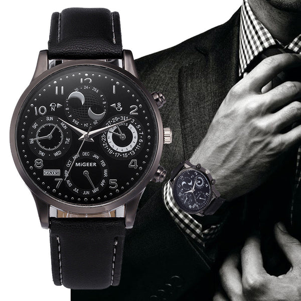 DISU Men Wrist Watch Retro Design Leather Band Analog Alloy Quartz watches men vintage men wristwatch clock relogios masculino